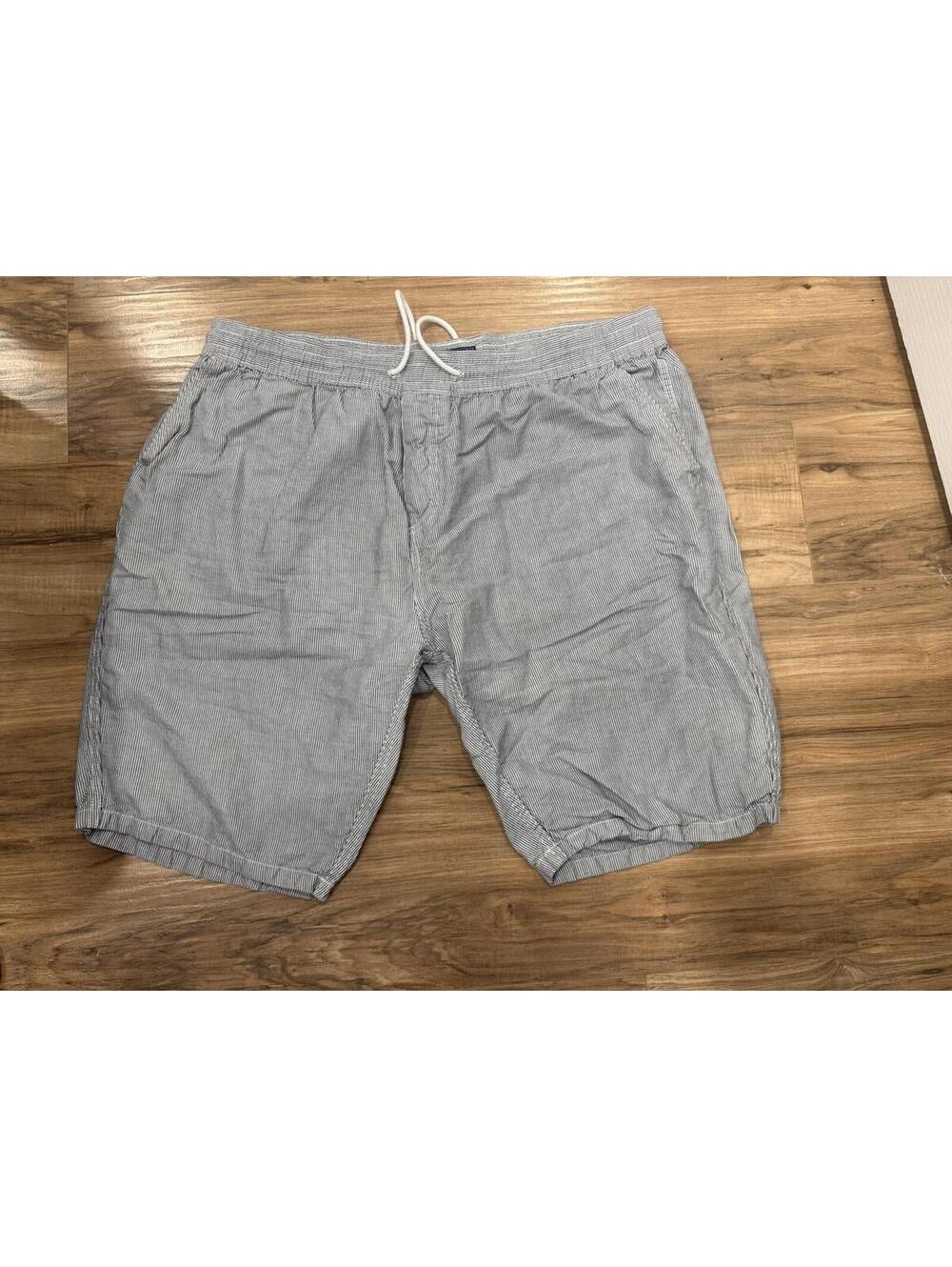 Vilebrequin Linen Blend Swim Shorts Mens 4XL Gray Striped Elastic Waist Luxury